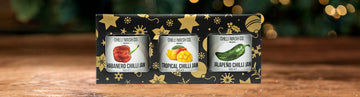 selection of three chilli jams in a gift box