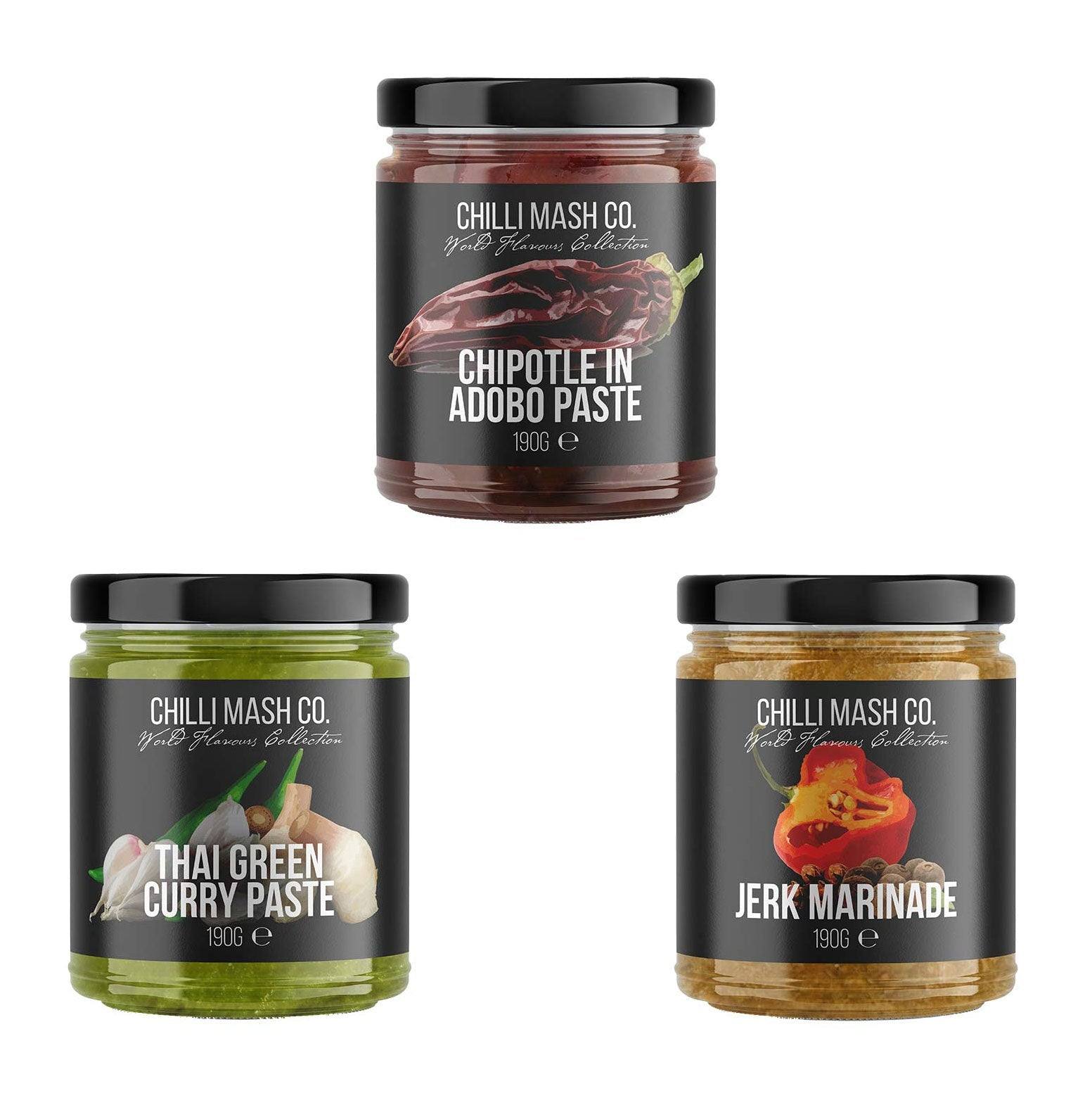 World Flavours Gift Set for Cooks | 3x 190g | Chilli Mash Co | Elevate Their Cuisine - One Stop Chilli Shop